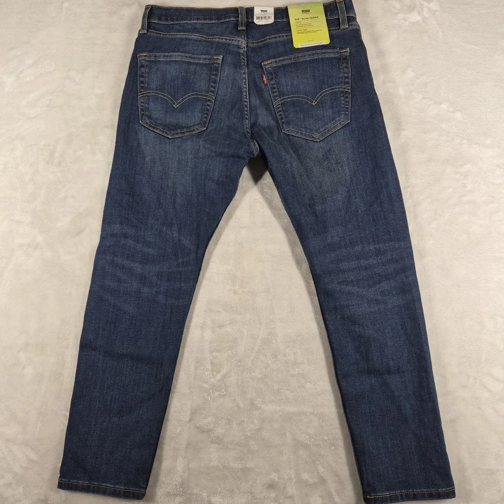 Levi's 512 Slim Taper Jeans Men's 34x28 Blue Denim Flex Performance Comfort NWT